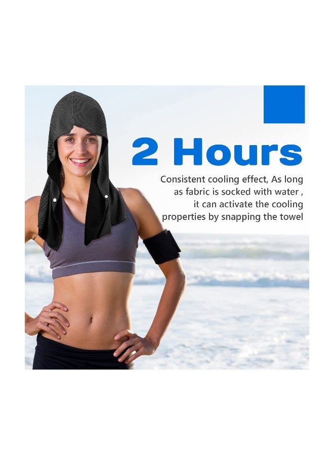 Cooling Towel Set for Neck and Face - 2 Pack of Black and Grey Cooling Hoodies, UV Protection Neck Wraps for Sports, Workouts, Camping, and Cycling in Hot Weather.  - Image 2