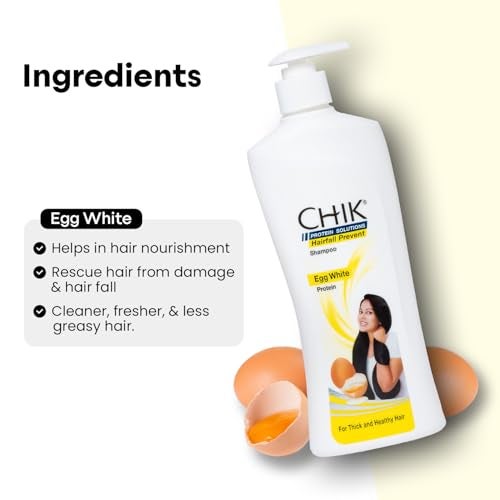 Chik Protein Solution Hairfall Prevent Shampoo, With Goodness Of Egg White, For Thick And Healthier Hair | For Men & Women | 340ml - Image 3
