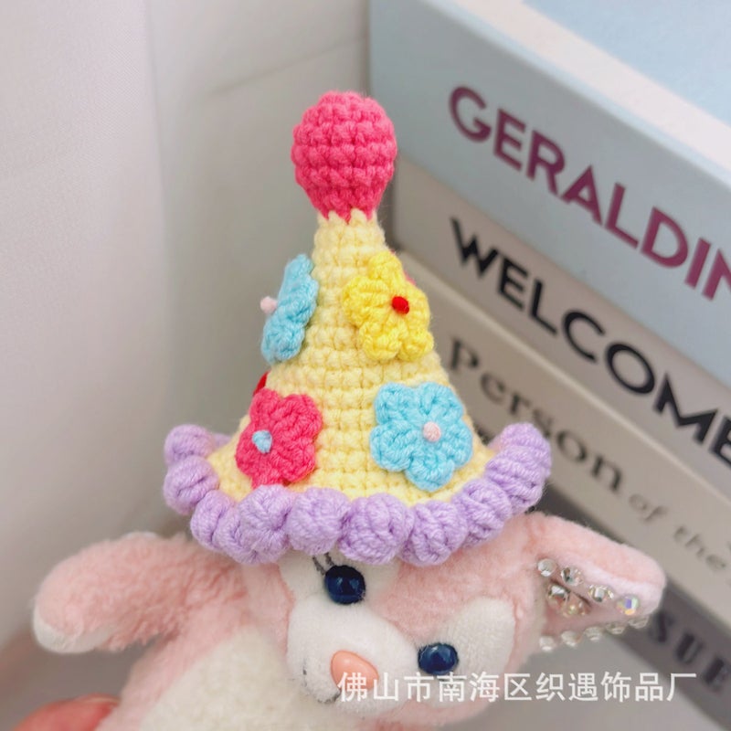 Generic Princess Sweet Birthday Yarn Hat Hairpin Handmade Spring flower birthday hat (without hairpin)