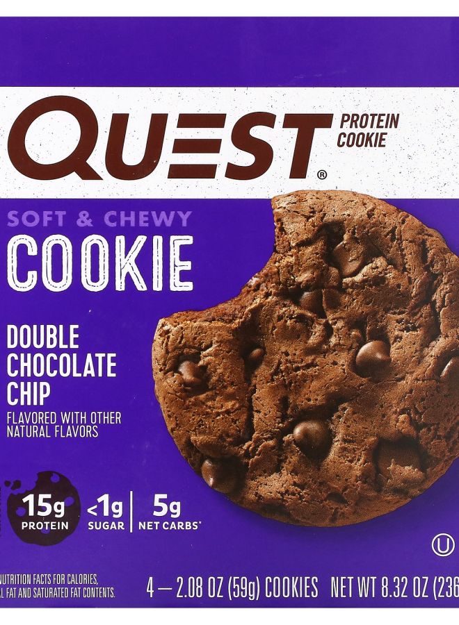 Quest Nutrition Protein Cookie Double Chocolate Chip 4 Cookies 2.08 oz (59 g) Each
