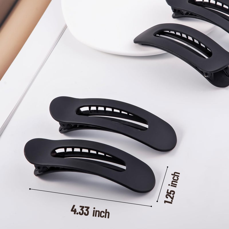 Cptots 8 Pcs Large Lay Flat Claw Clips for Women French Side Slide Barrettes for Thin Fine Hair Rectangle Alligator Hair Accessories,Matte Black - Image 2
