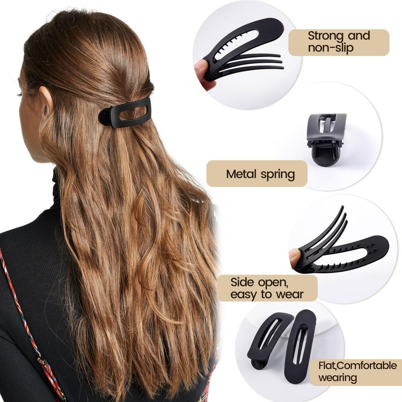 Cptots 8 Pcs Large Lay Flat Claw Clips for Women French Side Slide Barrettes for Thin Fine Hair Rectangle Alligator Hair Accessories,Matte Black - Image 4