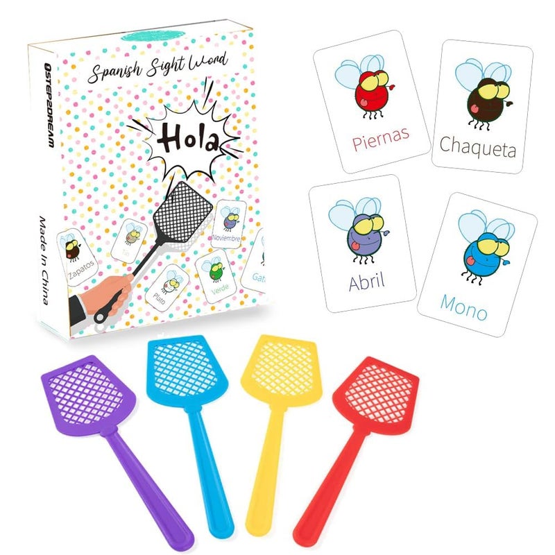 Magictodoor Spanish Sight Word Game for Kids 108 Educational Flash Words with 4 Fly Swatters Interactive Learning Boards Games HomeschoolClassroom Must Have Teacher SuppliesGifts for Boys and Grils - Image 3