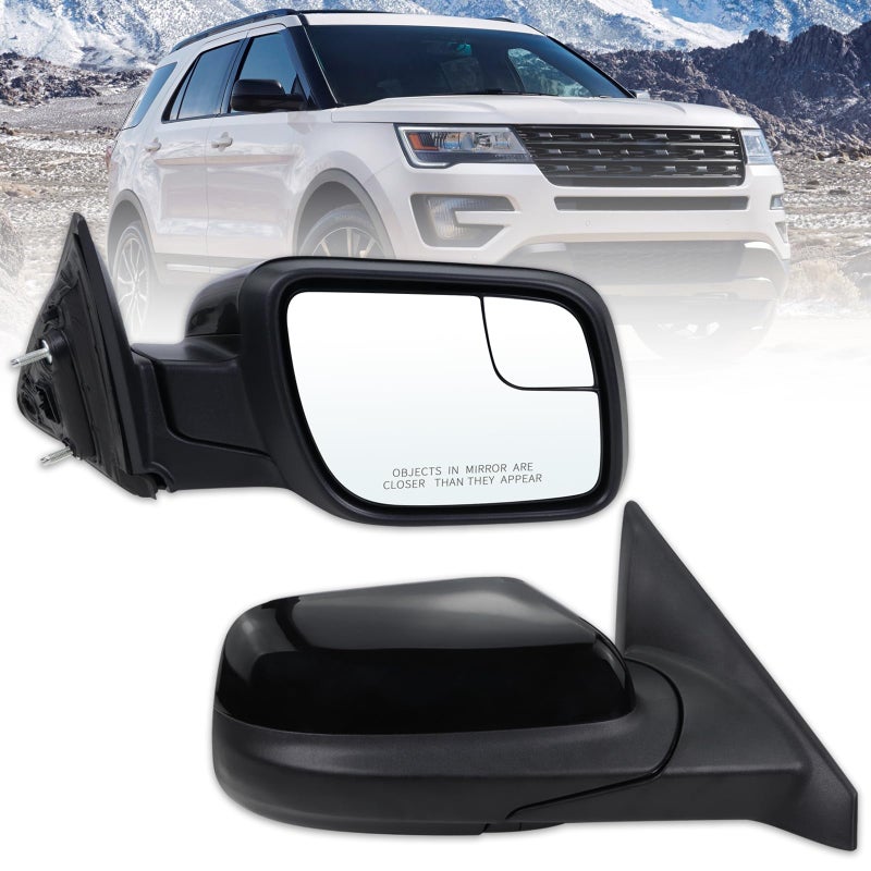 Lqito Right Passenger Side Mirror Compatible With 2011 2012 2013 2014 2015 2016 2017 2018 2019 Ford Explorer With Manual Folding Power Glass Black ReplaceGB5Z17682AB3Pins