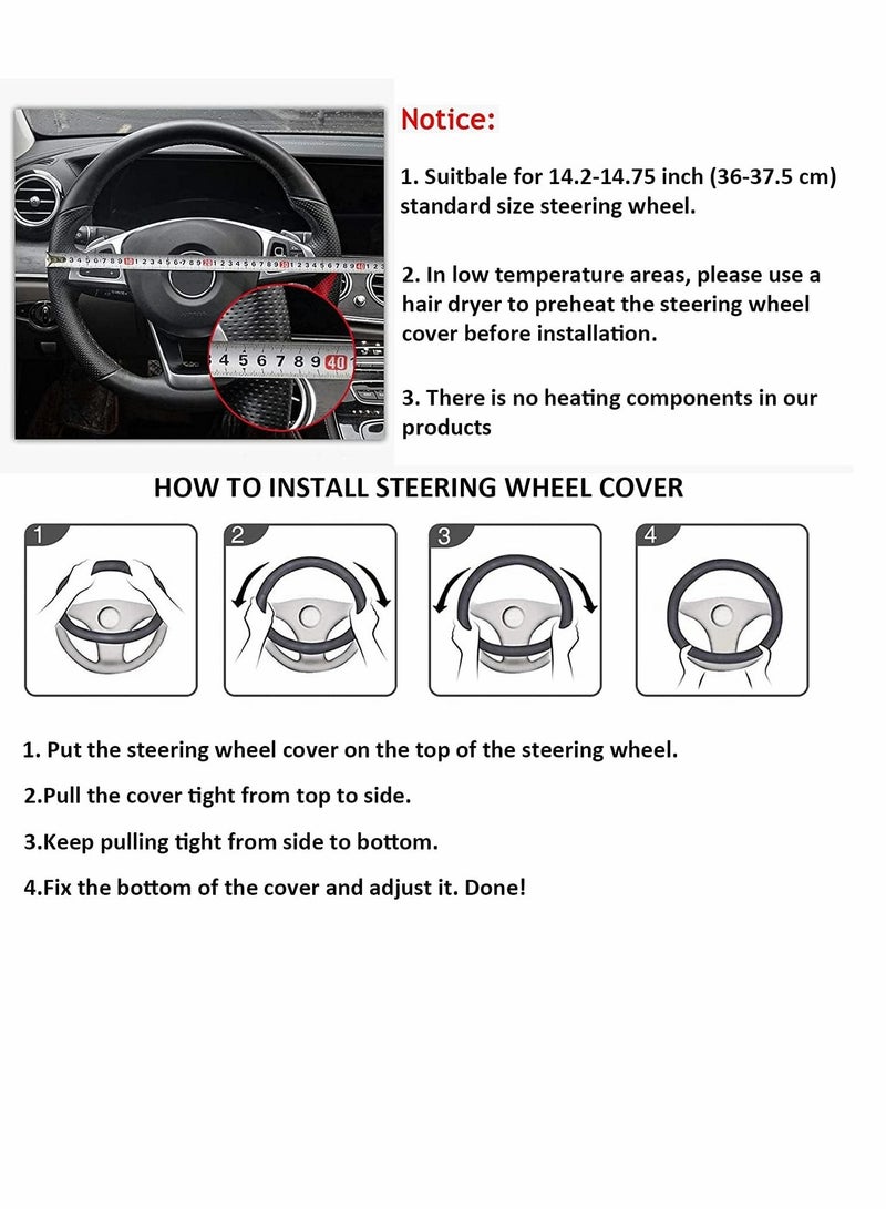 KASTWAVE Steering Wheel Covers, Carbon Fiber Anti-Slip Microfiber Auto Cars Interior Accessories, Universal Automobile Interior Accessories Sports Car Steering Wheel Cover Protector Universal Diameter 38cm  - Image 4