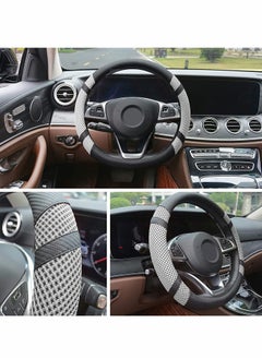 KASTWAVE Steering Wheel Covers, Carbon Fiber Anti-Slip Microfiber Auto Cars Interior Accessories, Universal Automobile Interior Accessories Sports Car Steering Wheel Cover Protector Universal Diameter 38cm  - Image 3