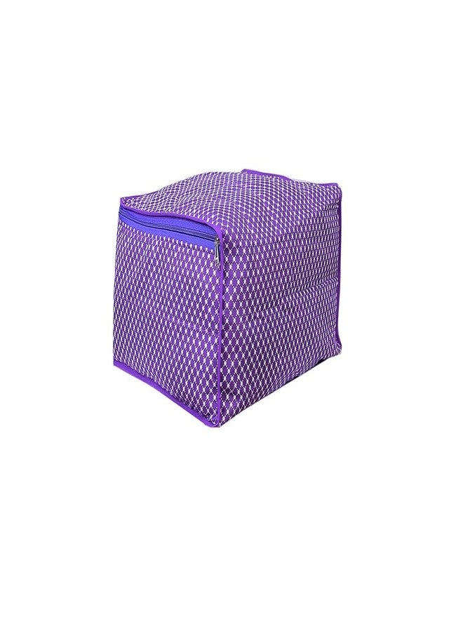 ABBASI Saree Cover Storage Bag Big for Clothes with Zip Organizer for Wardrobe, Large Design Boxes (Purple, Pack of 1) - Image 3