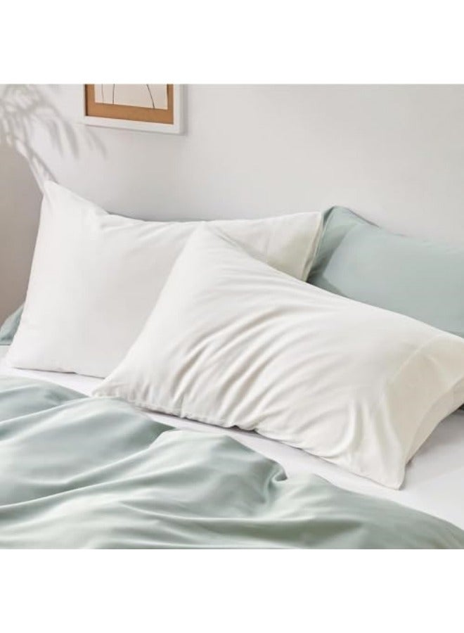 التغطية مجموعة من 3 قطع من واقي المرتبة وغطاء الوسادة، مقاس 150×200 سم، وغطاء وسادة 48×74 سم، وغطاء مرتبة سميك، وواقي مرتبة مقاوم للماء وغطاء سرير قابل للتنفس كبير الحجم وغطاء وسادة - Image 5