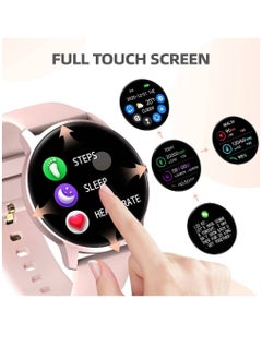 Zoom Plus Smart Watch For Men Women, Bluetooth Fitness Tracker With Blood Pressure Heart Rate Sleep Monitor Full Touch Screen Activity Tracker IP68 Waterproof For iOS Android, Pink  - Image 3