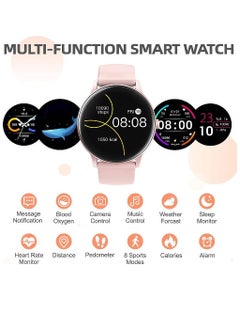 Zoom Plus Smart Watch For Men Women, Bluetooth Fitness Tracker With Blood Pressure Heart Rate Sleep Monitor Full Touch Screen Activity Tracker IP68 Waterproof For iOS Android, Pink  - Image 2