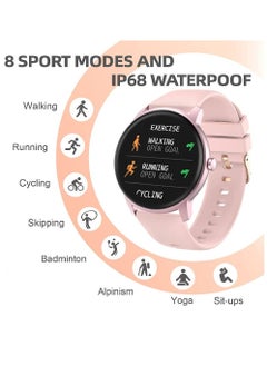 Zoom Plus Smart Watch For Men Women, Bluetooth Fitness Tracker With Blood Pressure Heart Rate Sleep Monitor Full Touch Screen Activity Tracker IP68 Waterproof For iOS Android, Pink  - Image 5