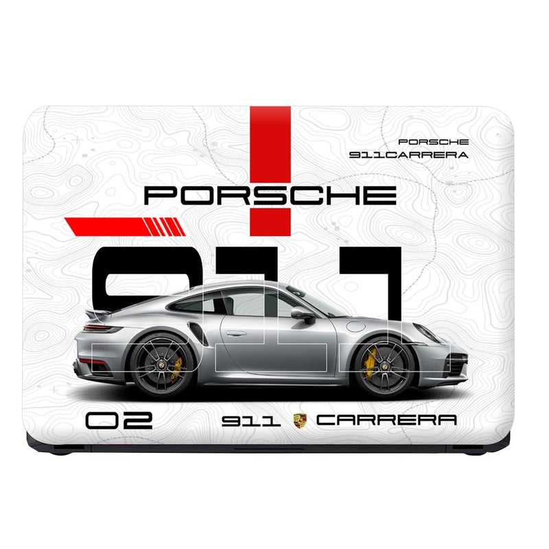 TechFit غطاء لابتوب قابل للإزالة مطبوع بتقنية UV لكامل الجسم يصل حجمه إلى 15.6 بوصة ملصق متوافق مع ديل/HP/لينوفو/أيسر/أسوس جميع أحجام اللابتوب حتى 14 إلى 15.6 بوصة - رسم تخطيطي لبورش 911 كاريرا - Image 3