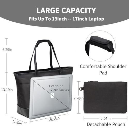 VASCHY Laptop Bag for Women, 15.6-17 Inch Lightweight Water Resistant Travel, Work,Teacher Tote Bag Luggage Strap - Image 2