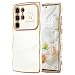 LCHULLE for Samsung Galaxy S25 Ultra Case for Women Girls Cute Wave Frame Curly Shape with Love Heart Raised Camera Protection Cover Luxury Plating Shockproof Phone Case for Galaxy S25 Ultra 5GWhite - Image 2
