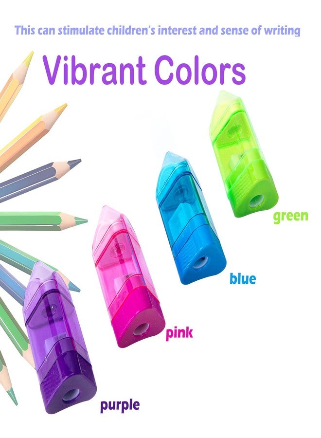 Alpurple 20 PCS Manual Pencil Sharpener with Eraser-2 in 1 Single Hole Triangular Shape Handheld Crayon Sharpener with Receptacle and Eraser for School, Office and Home Supplies - Image 5