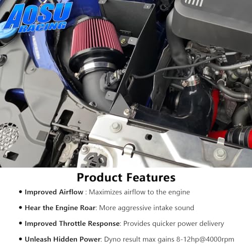 Aosuracing Cold Air Intake Kit with with Heat Shield & Turbo inlet pipe Fit for 2019-2021 BMW G20 B48 320i 330i 2.0L, Increases Horsepower & Torque, More Aggressive and Sporty Induction Sound - Image 3