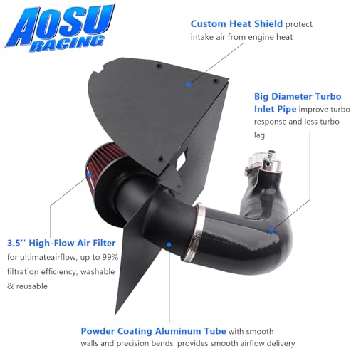 Aosuracing Cold Air Intake Kit with with Heat Shield & Turbo inlet pipe Fit for 2019-2021 BMW G20 B48 320i 330i 2.0L, Increases Horsepower & Torque, More Aggressive and Sporty Induction Sound - Image 4