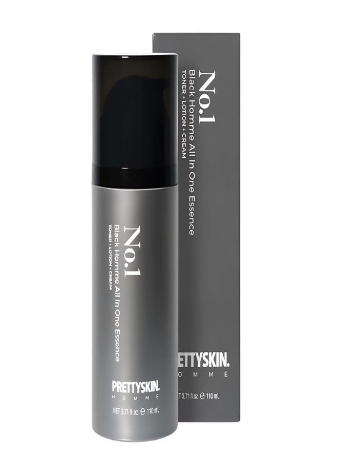 PRETTYSKIN No.1 Black Homme All-in-One Essence for Men – 3.71 fl.oz | Toner+Lotion+Cream in One | Lightweight Face Moisturizer with Hyaluronic Acid & Natural Extracts | Fast-Absorbing Daily Skincare - Image 1