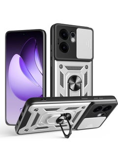Generic Case Cover Shockproof Protective Case with Camera Protection and Metal Ring Compatible with  Oppo Reno 13F (Silver) 