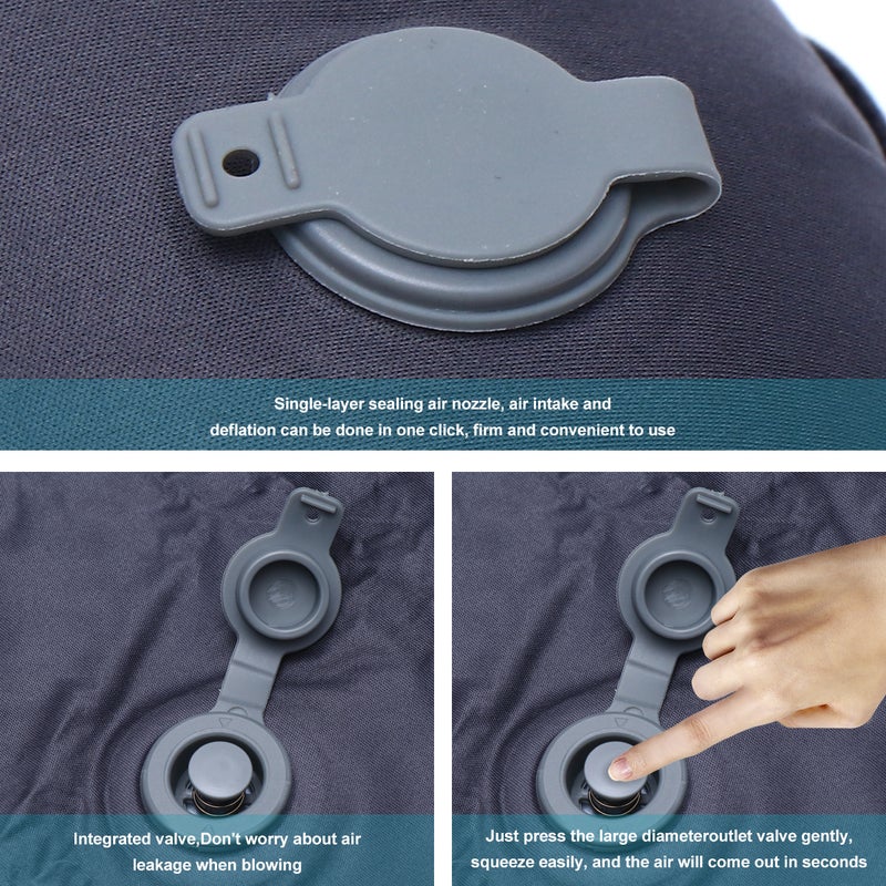 2pcs Portable Inflatable Pillow Multifunctional Rest Pillow Outdoor Camping Pillow Neck Cushion for Daily Use (Camouflage Green) - Image 4