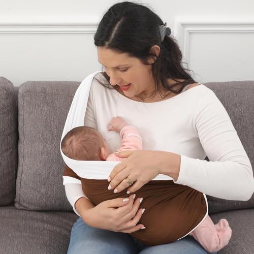 Kloovete Baby Wrap Carrier Perfect Baby Carrier Wrap Sling for Newborn and Infant up to 35 lbs SepiaNatural M S M L of Clothing Size - Image 3