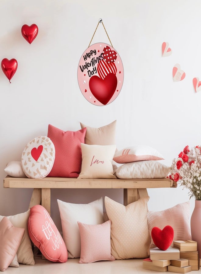 YUNKKIN Valentines Day Door Decorations Happy Valentines Day Sign Wall Decorations Hanging Decor Wooden Front Door Hanger for Wall Indoor Home Decor - Image 5