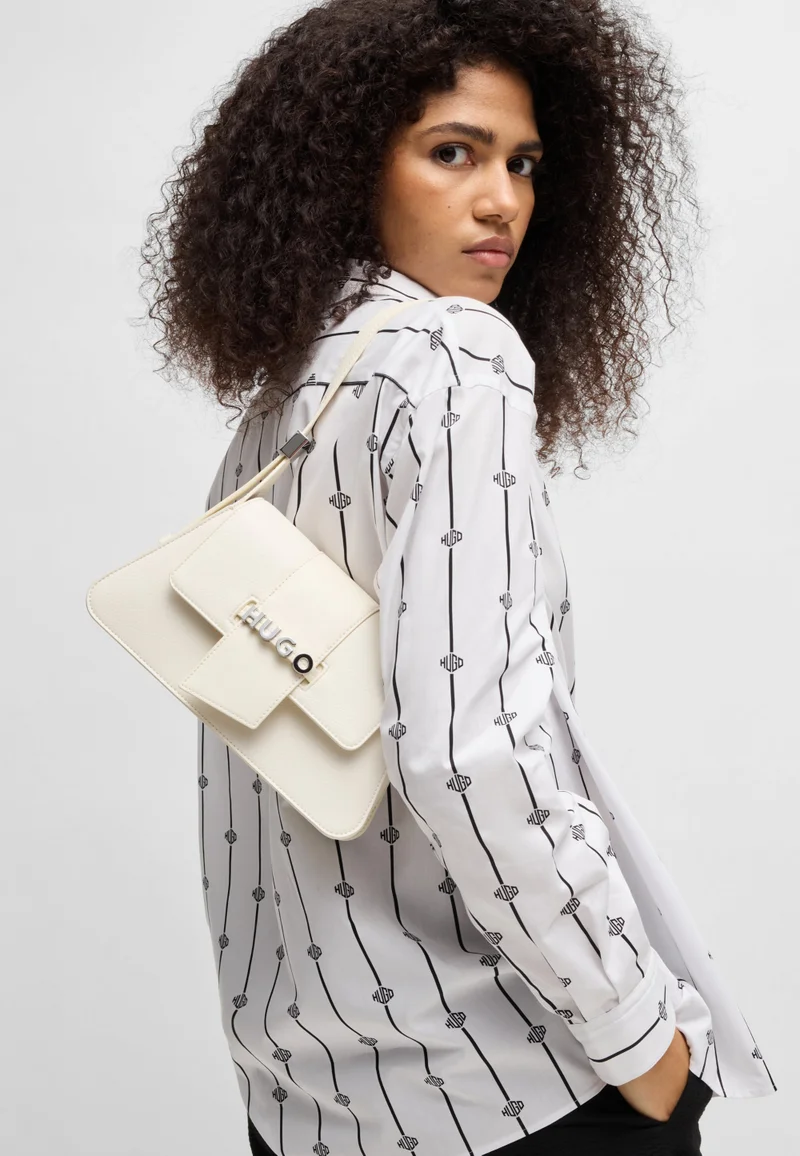 HUGO Faux-leather shoulder bag with logo hardware