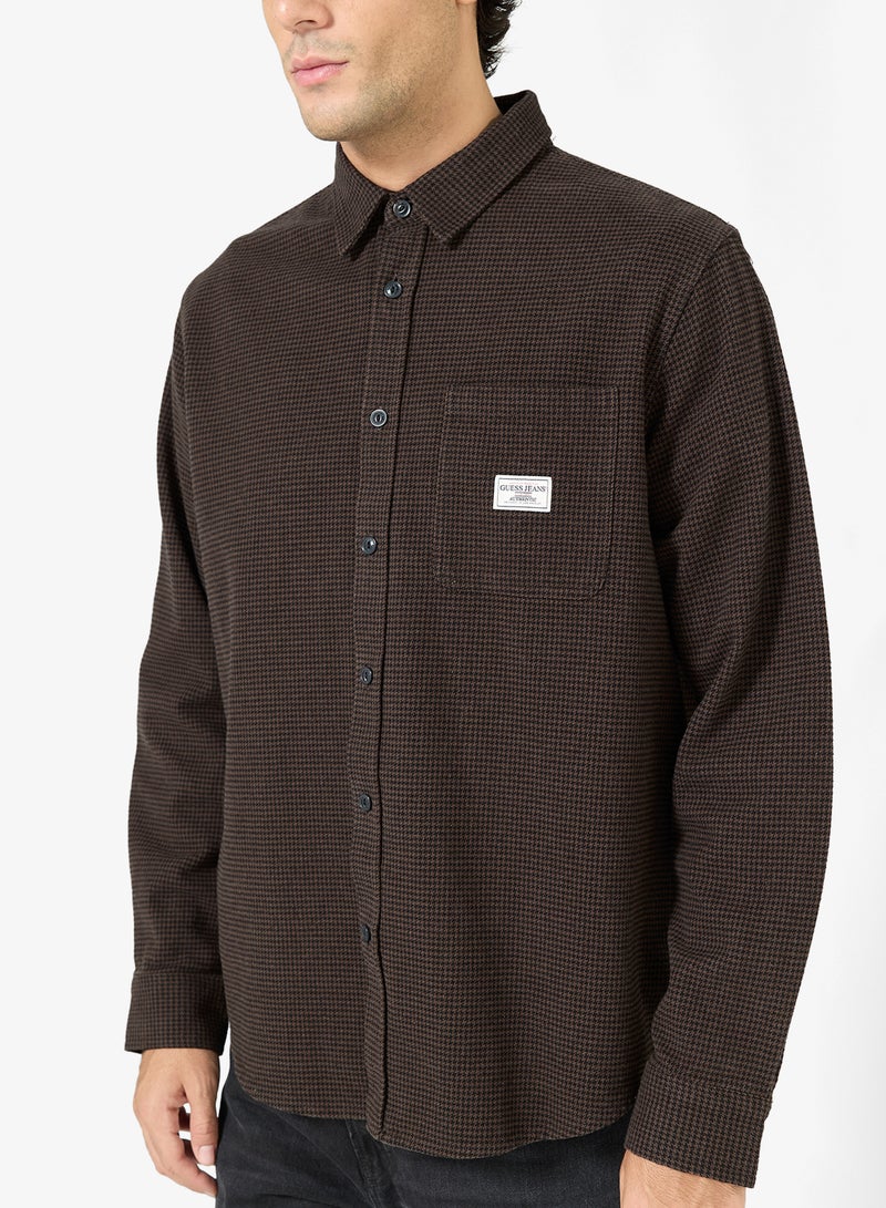 جس قميص بقصة عادية مفصل بجيب - Image 3