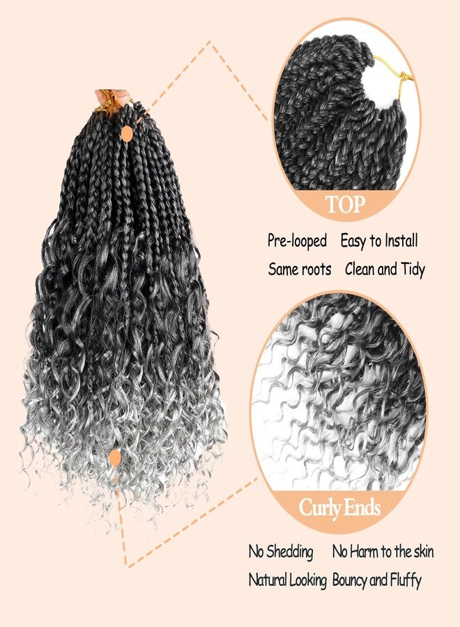 Julen 8 Packs Boho Box Crochet Braids Pre Looped with Curly Ends - 8 Inch Goddess Bohemian Box Crochet Hair for Black Women Synthetic 3X Boho Braids Crochet Hair Extensions Pre Looped TGray - Image 5