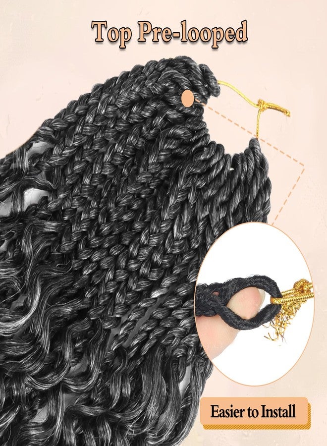 Julen 8 Packs Boho Box Crochet Braids Pre Looped with Curly Ends - 8 Inch Goddess Bohemian Box Crochet Hair for Black Women Synthetic 3X Boho Braids Crochet Hair Extensions Pre Looped TGray - Image 4