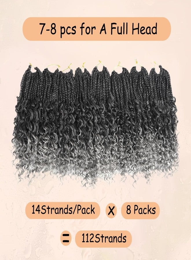 Julen 8 Packs Boho Box Crochet Braids Pre Looped with Curly Ends - 8 Inch Goddess Bohemian Box Crochet Hair for Black Women Synthetic 3X Boho Braids Crochet Hair Extensions Pre Looped TGray - Image 2