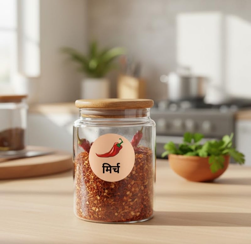 CHAMGRAFIX 24 Indian Masala Name Jar/Container Stickers (Hindi) - Waterproof, Self-Adhesive Spice Labels for Kitchen Organization - Mirch to Kesar - Image 3
