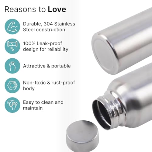 Shopsidex® bottle Stainless Steel Water Bottle, 1000 ml, Silver, Leak-Proof, Modern Design Stainless Steel Water Bottle,school/college/office/home/kitchen/gym/travelling (Pack 6) - Image 5