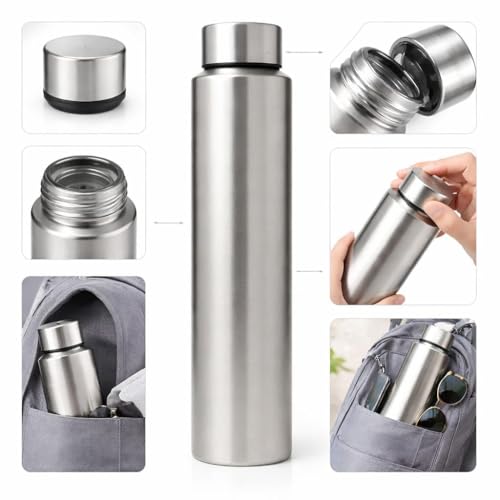 Shopsidex® bottle Stainless Steel Water Bottle, 1000 ml, Silver, Leak-Proof, Modern Design Stainless Steel Water Bottle,school/college/office/home/kitchen/gym/travelling (Pack 6) - Image 3