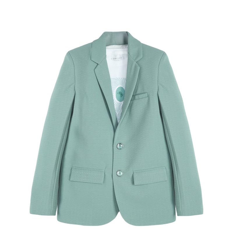 CHARCHIT Boys Regular Fit Plain Blazer and T-Shirt Set in Green - Image 1