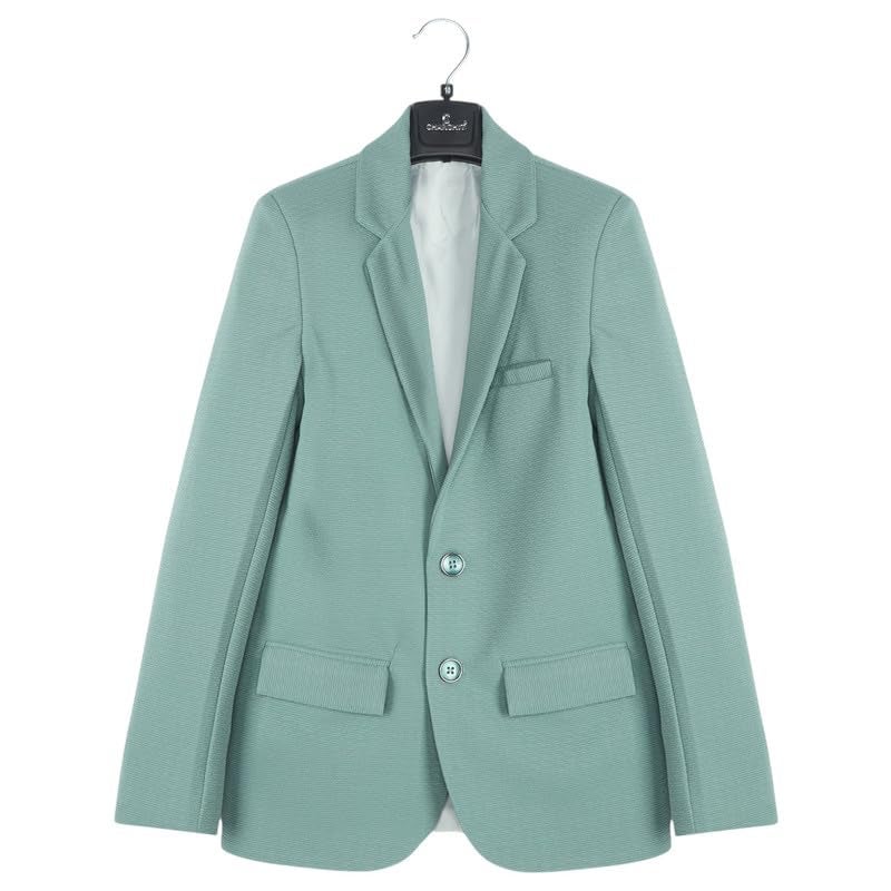 CHARCHIT Boys Regular Fit Plain Blazer and T-Shirt Set in Green - Image 3