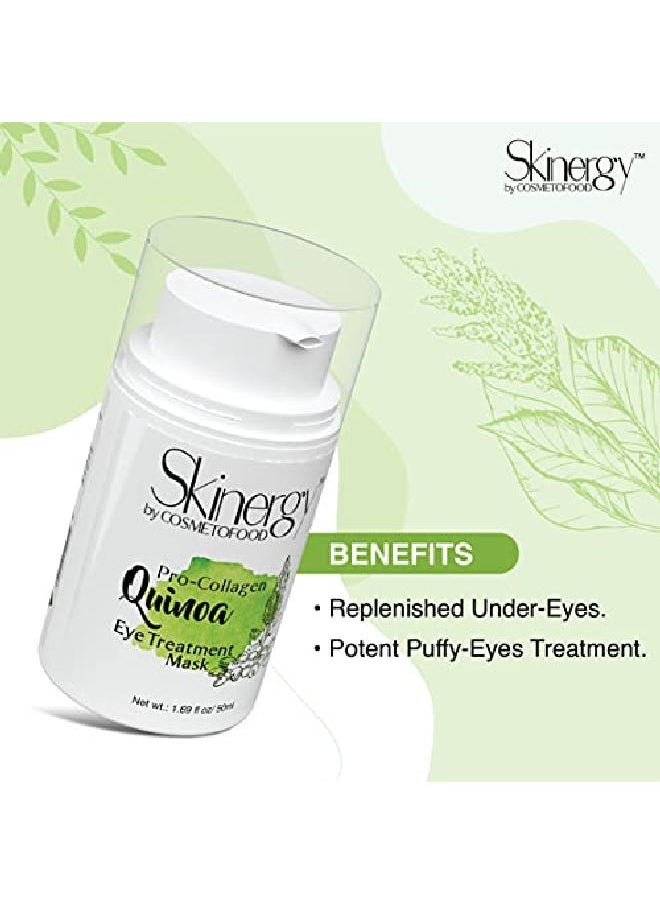 COSMETOFOOD - Skinergy ProCollagen Quinoa Eye Treatment Mask | Under Eye Cream for Puffy Eye Dark Circles Wrinkles & Removal of Fine Lines for Women & Men 50 ML - Image 1
