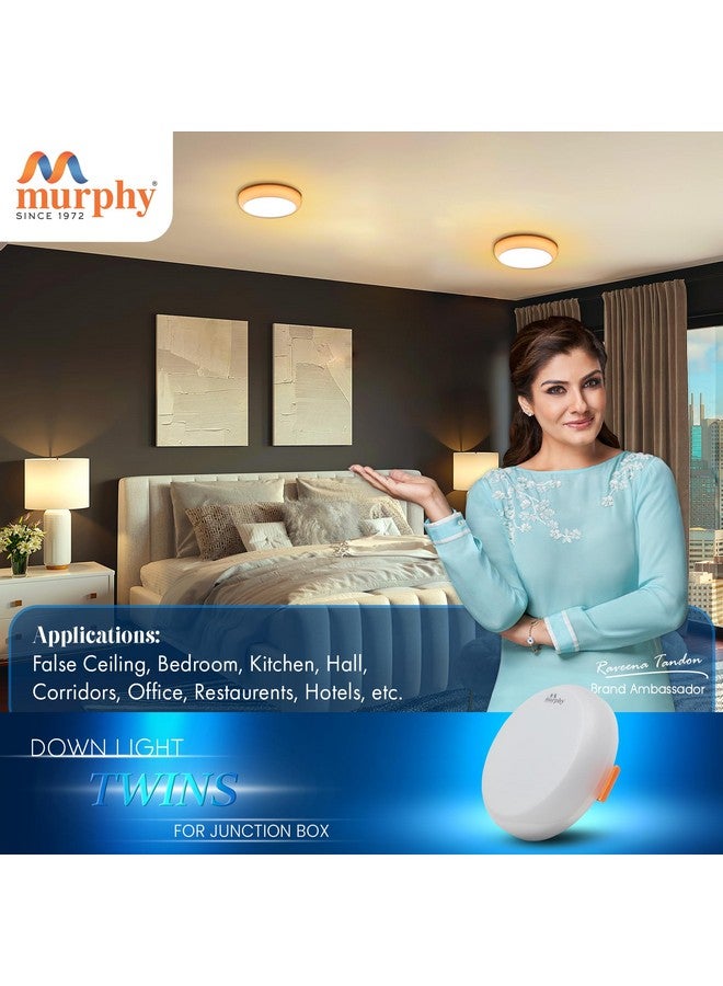 Murphy plastic 2-in-1 7W+7W Double Color Round LED Deep Junction Box Light (Cool White+Warm White, Pack of 1) - Image 5