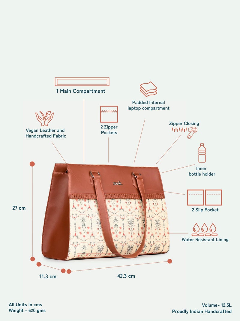 ZOUK Statement Business Bag | Stylish Handbag for Women Office Use | Tote Bags for Woman | Fits 14 Inch Laptop | Water-Resistant | Big Size | Aesthetic Purse | Taj Nakashi - Image 4