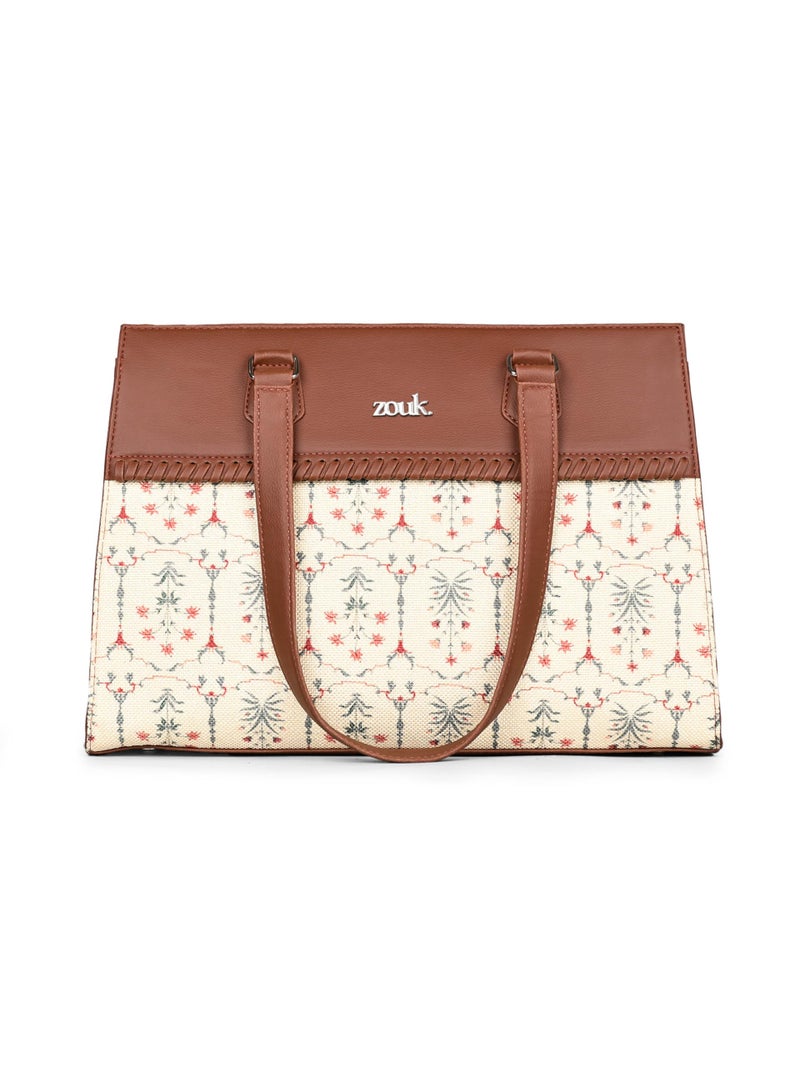 ZOUK Statement Business Bag | Stylish Handbag for Women Office Use | Tote Bags for Woman | Fits 14 Inch Laptop | Water-Resistant | Big Size | Aesthetic Purse | Taj Nakashi - Image 1