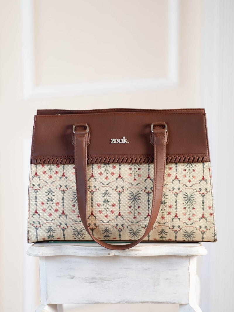 ZOUK Statement Business Bag | Stylish Handbag for Women Office Use | Tote Bags for Woman | Fits 14 Inch Laptop | Water-Resistant | Big Size | Aesthetic Purse | Taj Nakashi - Image 3