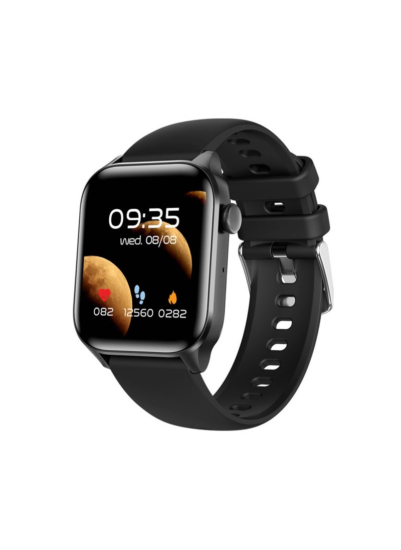 Generic T12PRO Smart Watch 1.83-inch Screen Bluetooth Call Smart Fitness Watch, Sleep Monitoring, Steps and Calories, Call Message Reminder (Black) 