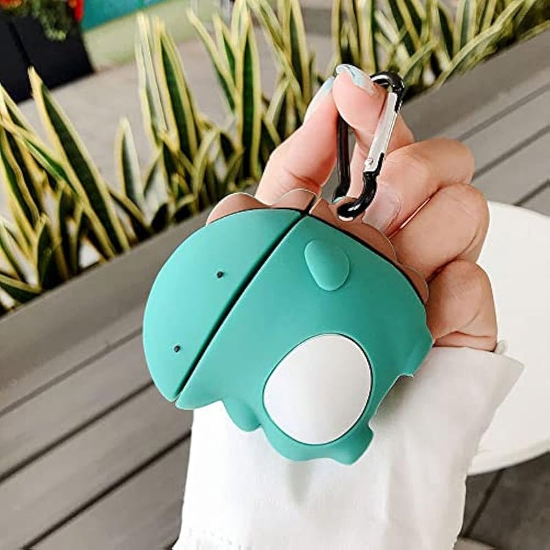 Wireless Earphone Case,Lovely Animal Soft Portable Silicone Shockproof Skin Cover Storage Box Compatible with Apple AirPods 2&1 AirPods Charging Station Case (Dinosaur Green,AirPods 2&1) - Image 2