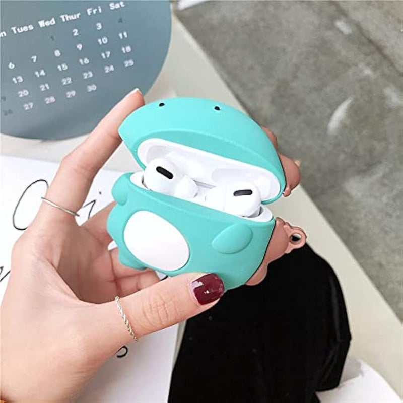 Wireless Earphone Case,Lovely Animal Soft Portable Silicone Shockproof Skin Cover Storage Box Compatible with Apple AirPods 2&1 AirPods Charging Station Case (Dinosaur Green,AirPods 2&1) - Image 4