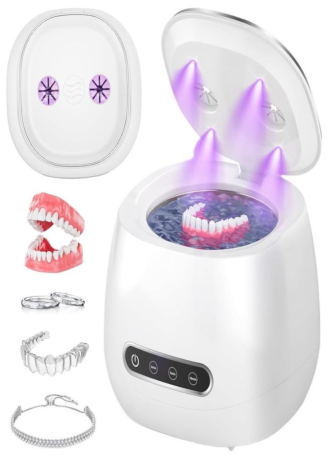 HANNEA® Ultrasonic Retainer Cleaner, UVC+UVA Dual Sterilization, 45kHz High-Frequency Cleaning with 3 Cleaning Modes, Stainless Steel Cleaning Pod, USB Cordless Cleaner for Night Guards, Aligner - Image 1