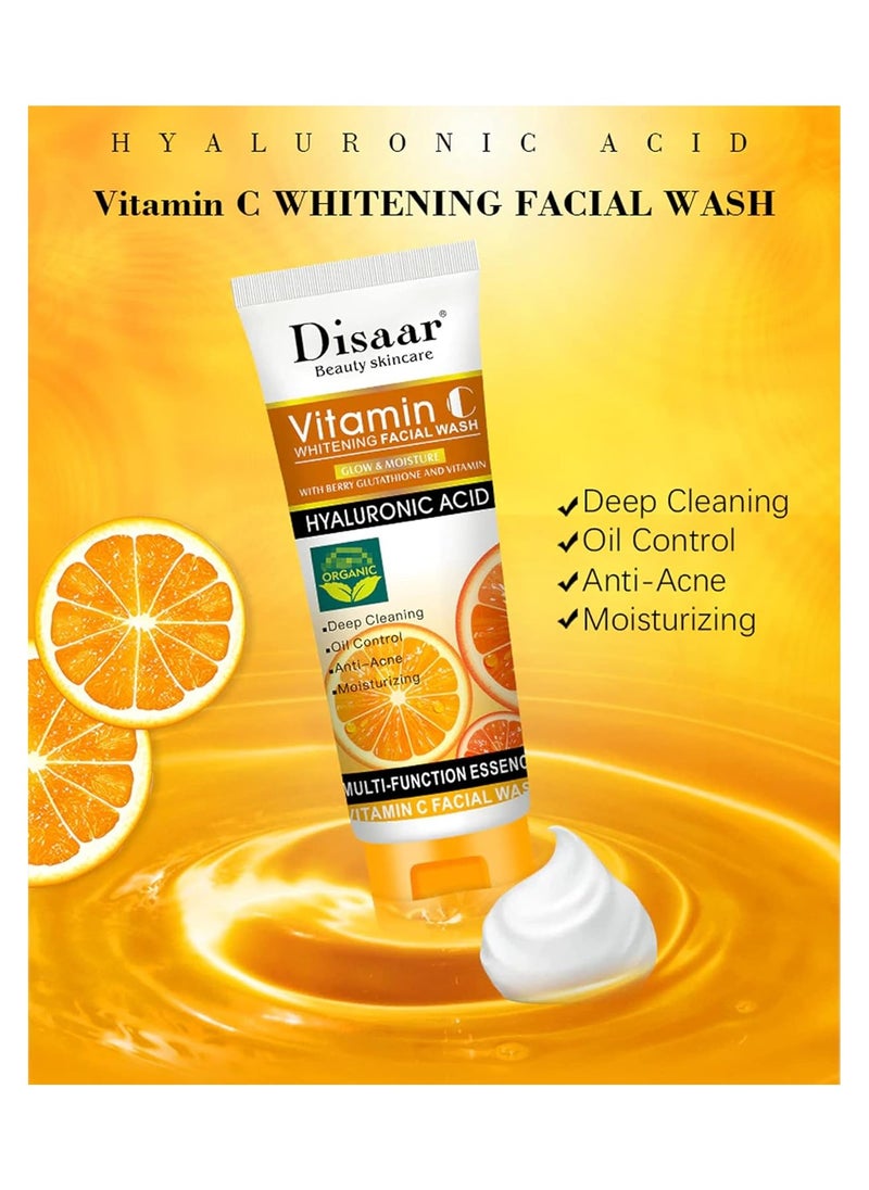 Disaar - Disaar Beauty Vitamin C Facial Wash Cream Hyaluronic Acid Raspberry Glutathione Moisturizing Cleansing Anti-Acne Oil Control 100ml - Image 1
