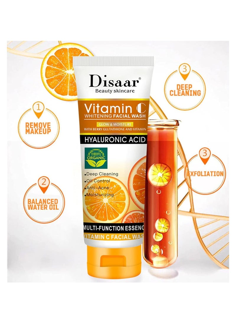 Disaar - Disaar Beauty Vitamin C Facial Wash Cream Hyaluronic Acid Raspberry Glutathione Moisturizing Cleansing Anti-Acne Oil Control 100ml - Image 1