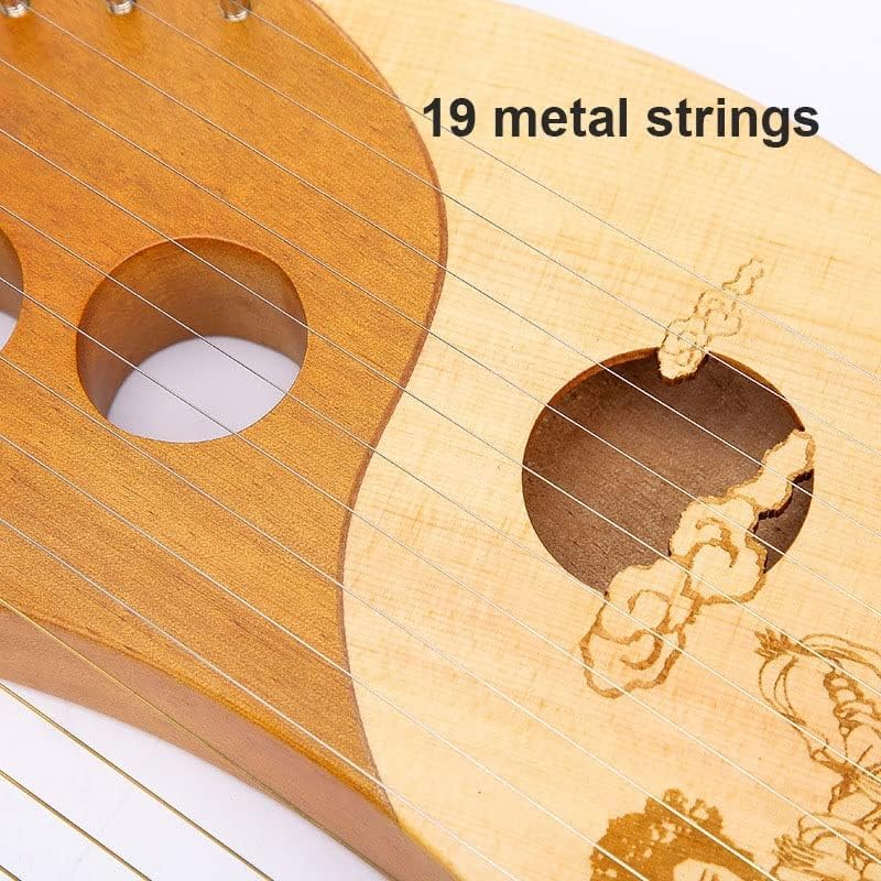 wfljl 19-String Lyre Harp Kit - Ergonomic Lap Harp Instrument with Tuner& Picks | Moon Design, Traditional Classic Stringed Instruments (Brown) - Image 5