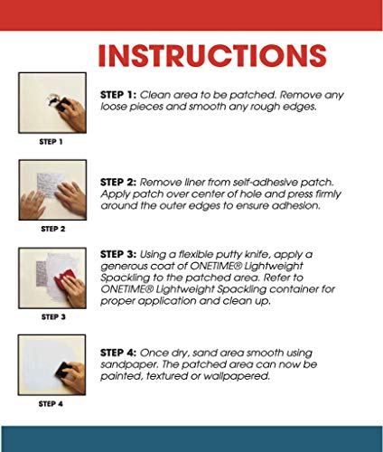 Red Devil 1214 4" x 4" ONETIME Wall Repair Patch, 1 Pack - Image 5