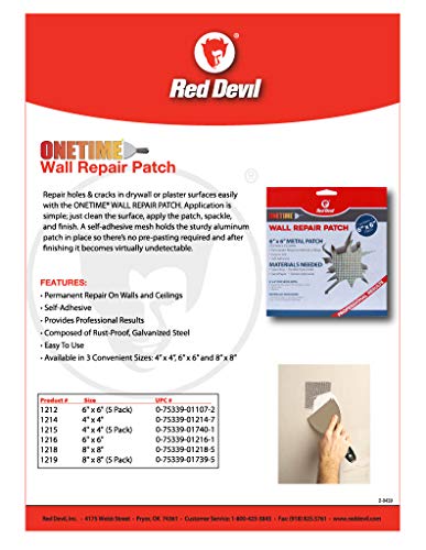 Red Devil 1214 4" x 4" ONETIME Wall Repair Patch, 1 Pack - Image 2